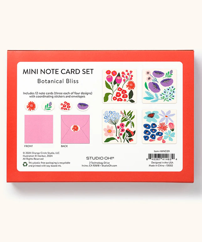 Set 12 Mini Tarjetas con Sobres y Stickers - Botanical Bliss