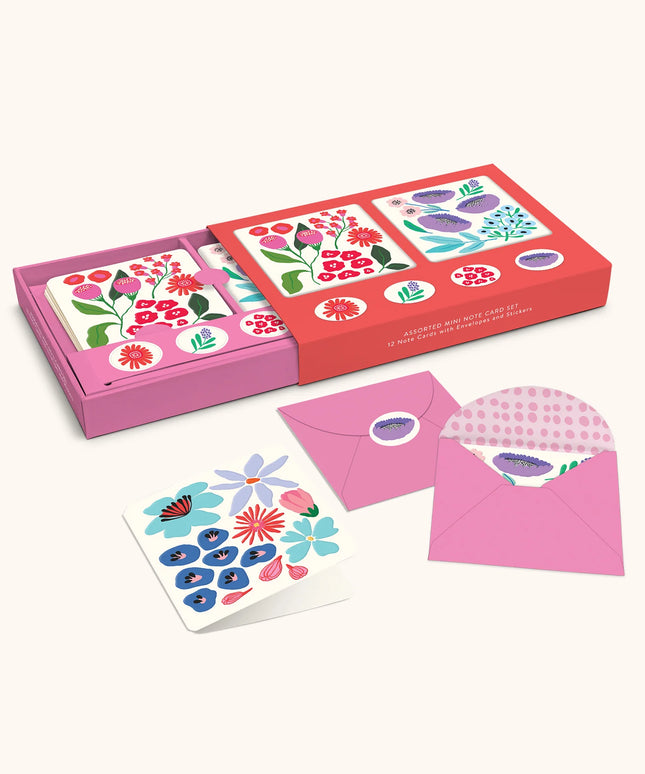 Set 12 Mini Tarjetas con Sobres y Stickers - Botanical Bliss