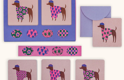 Set 12 Mini Tarjetas con Sobres y Stickers - Bonjour