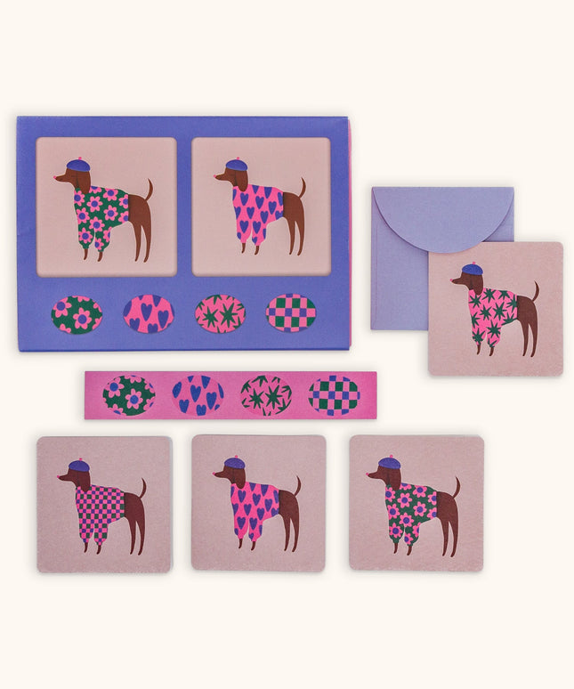 Set 12 Mini Tarjetas con Sobres y Stickers - Bonjour