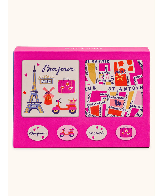 Set 12 Mini Tarjetas con Sobres y Stickers - Rues de Paris