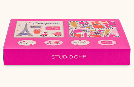 Set 12 Mini Tarjetas con Sobres y Stickers - Rues de Paris