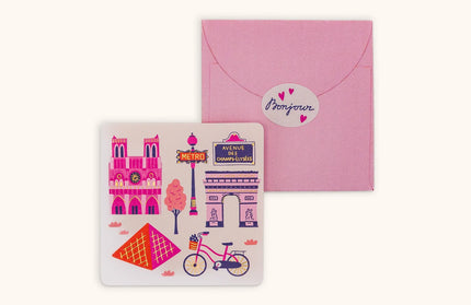 Set 12 Mini Tarjetas con Sobres y Stickers - Rues de Paris