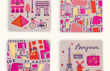 Set 12 Mini Tarjetas con Sobres y Stickers - Rues de Paris