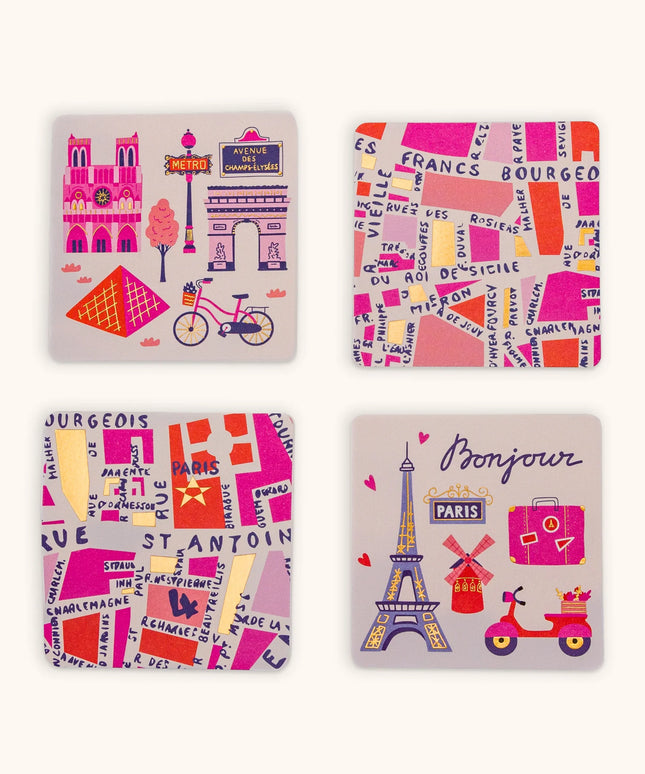 Set 12 Mini Tarjetas con Sobres y Stickers - Rues de Paris