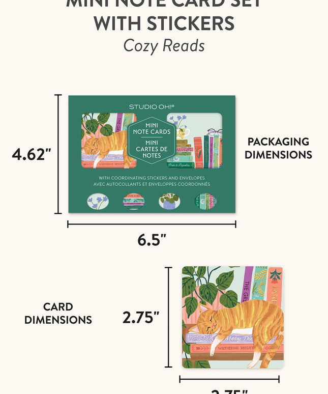 Set Mini Tarjetas con Stickers - Cozy Reads