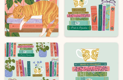 Set Mini Tarjetas con Stickers - Cozy Reads