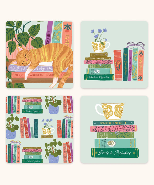Set Mini Tarjetas con Stickers - Cozy Reads