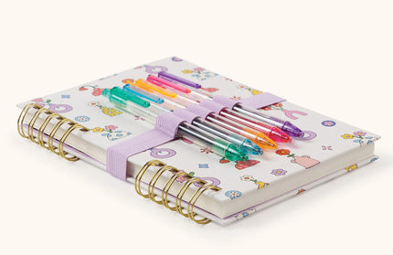 Cuaderno Mediano con Elástico para Lápices - Pretty Posies