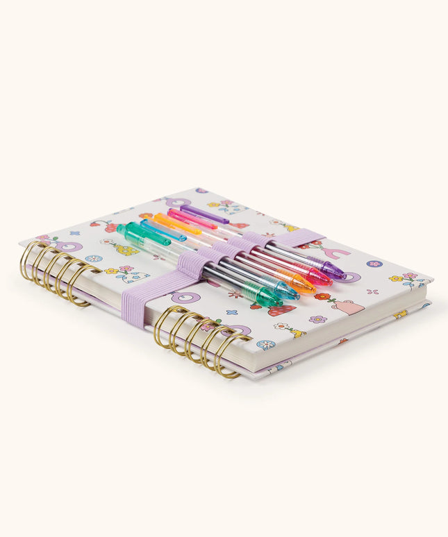 Cuaderno Mediano con Elástico para Lápices - Pretty Posies