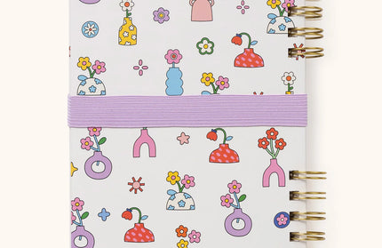 Cuaderno Mediano con Elástico para Lápices - Pretty Posies