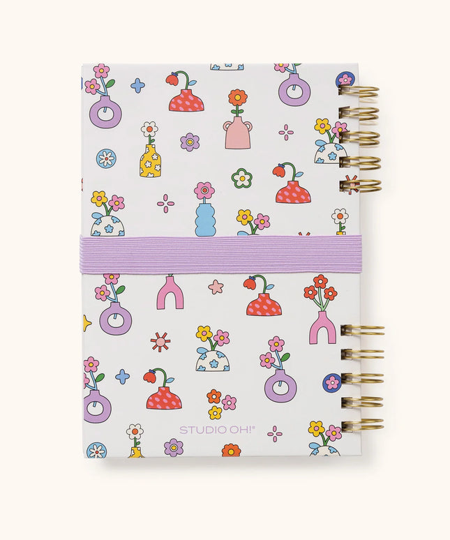 Cuaderno Mediano con Elástico para Lápices - Pretty Posies