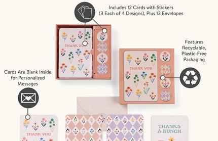 Set 12 Tarjetas con Sobres y Stickers - Meadow Lane