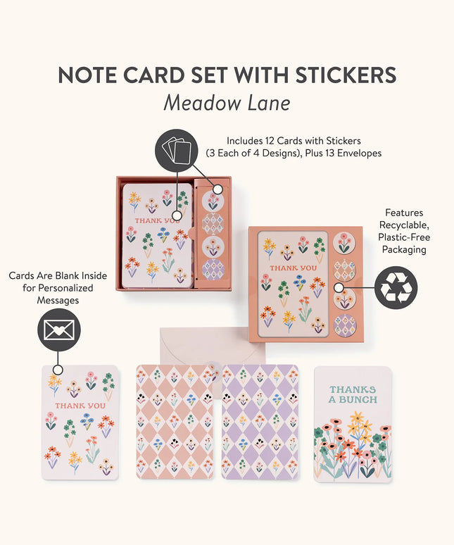 Set 12 Tarjetas con Sobres y Stickers - Meadow Lane