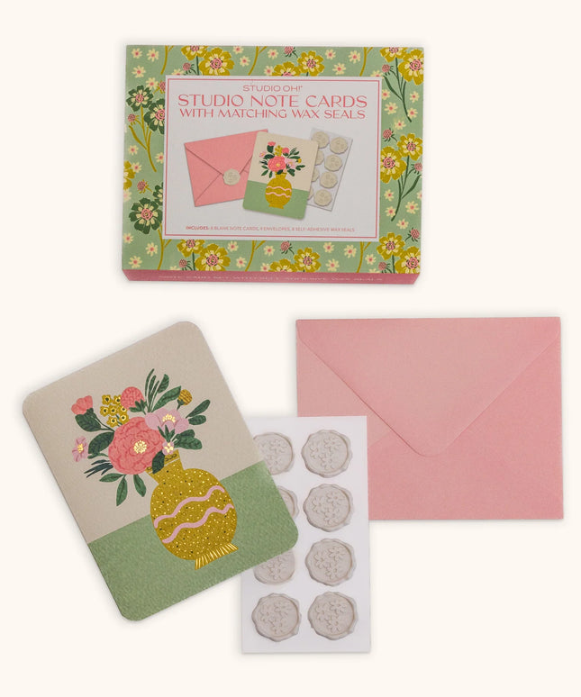 Tarjetas de Notas con Sellos de Cera - Flowers Studio