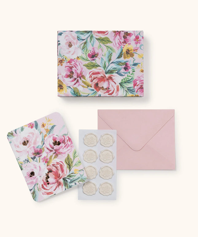 Tarjetas de Notas con Sellos de Cera - Bella Flora