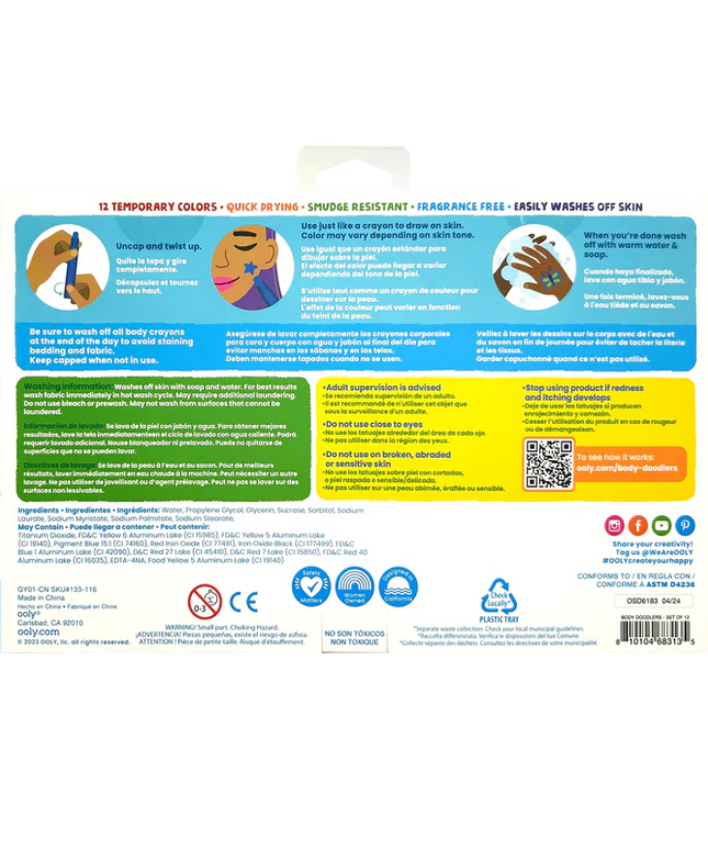 Set 12 Crayones para Cara y Cuerpo - Body Doodlers