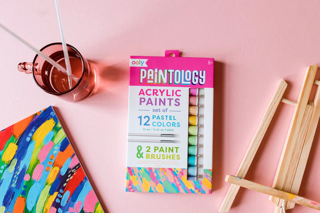 Set de 12 Pinturas Acrílicas- Colores Pasteles