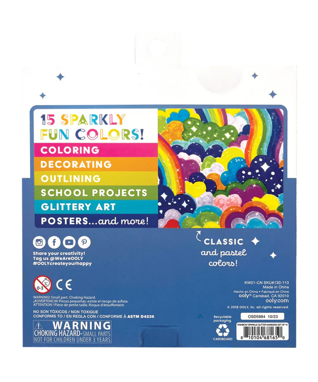 Set de 15 Marcadores - Rainbow Sparkle Glitter
