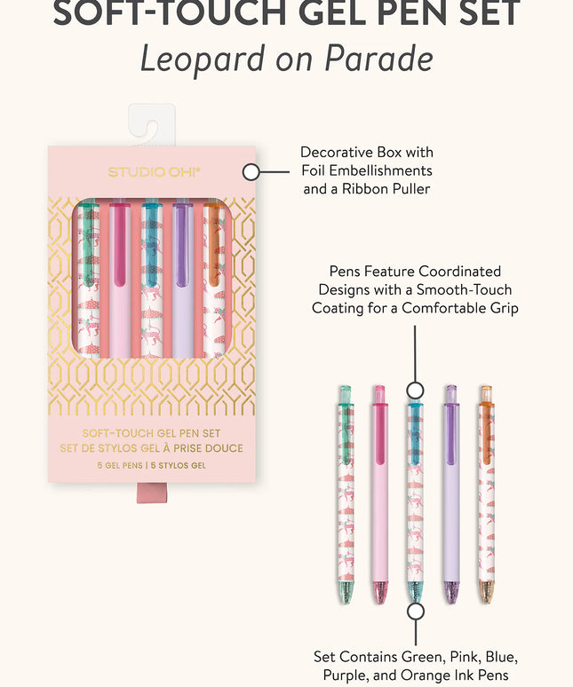 Set 5 Lapices Gel - Leopardo