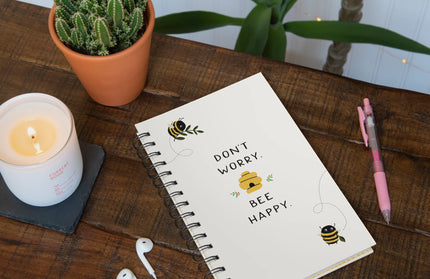 Cuaderno Anillado Mediano Tapa Dura - Don't Worry Bee Happy
