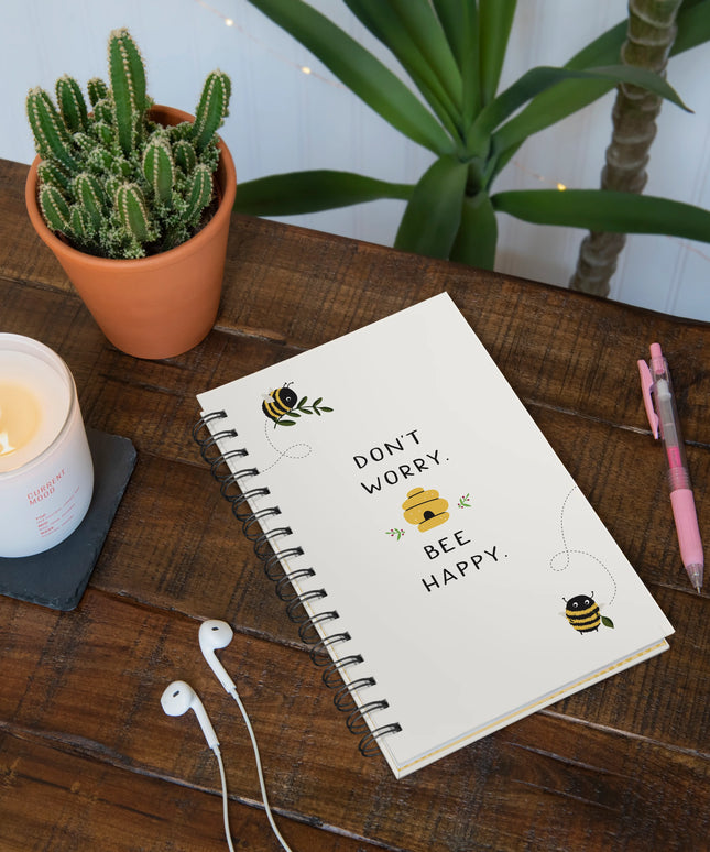 Cuaderno Anillado Mediano Tapa Dura - Don't Worry Bee Happy