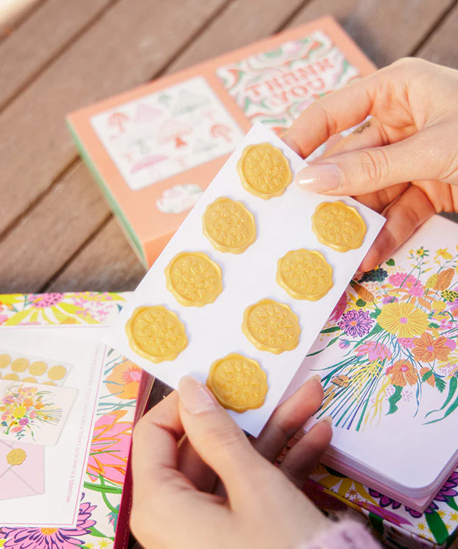 Tarjetas de notas con sellos de cera - Garden Splash
