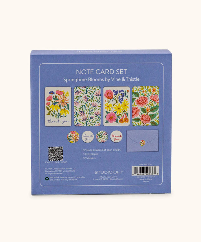 Set 12 Tarjetas con Sobres y Stickers - Springtime Blooms
