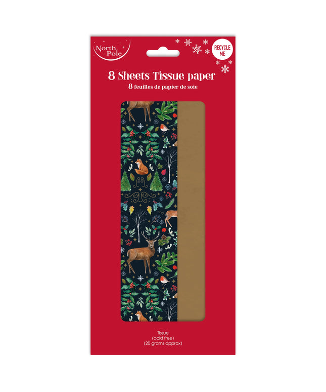 Papel Seda Navidad Set de 8 - Bosque Navideño