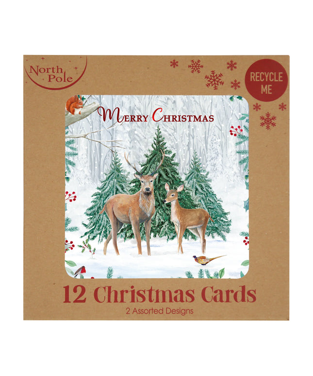 Caja 12 Tarjetas con Sobre Navidad - Renos Kraft