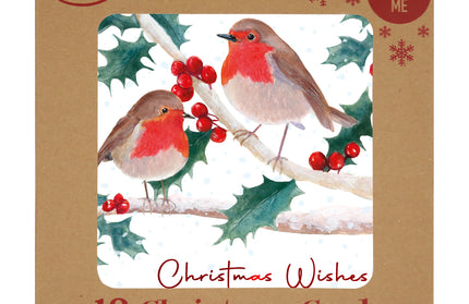 Caja 12 Tarjetas con Sobre Navidad - Pájaros