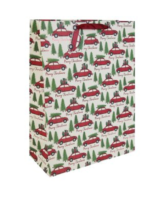 Bolsa Regalo Mediana Navidad - Autos Rojos