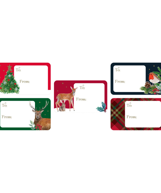 Etiquetas Adhesivas Navidad - Caja Borgoña 50