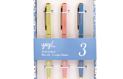 Set 2 Bolígrafos Tinta Azul y Negra - Floral Azul