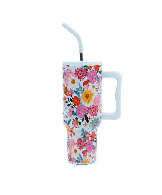 Vaso Acero Inoxidable con Bombilla - Floral