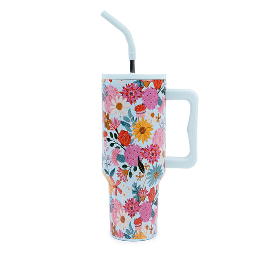Vaso Acero Inoxidable con Bombilla - Floral