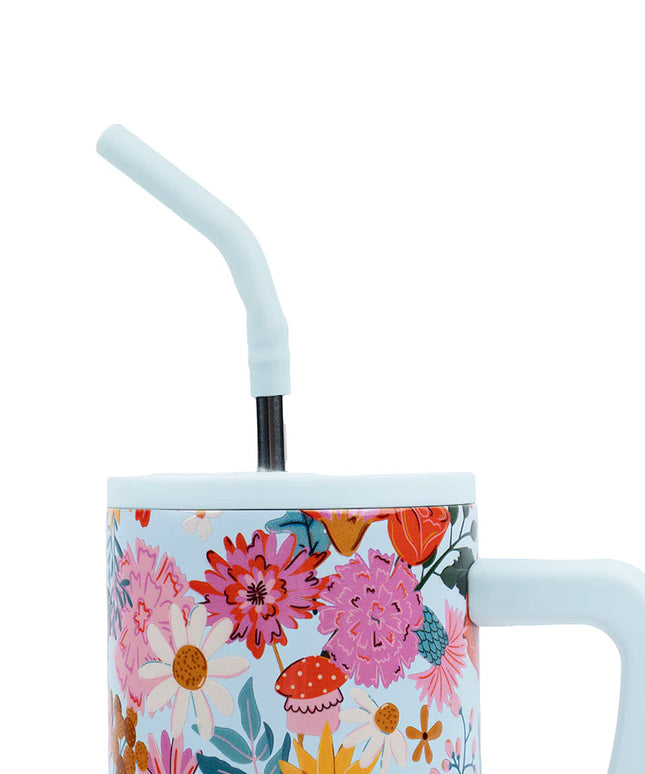 Vaso Acero Inoxidable con Bombilla - Floral