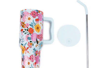 Vaso Acero Inoxidable con Bombilla - Floral