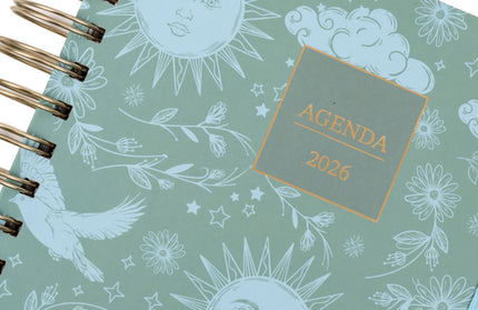 Agenda 2026 Anillada Mediana Vista Diaria 12M - Turquesa