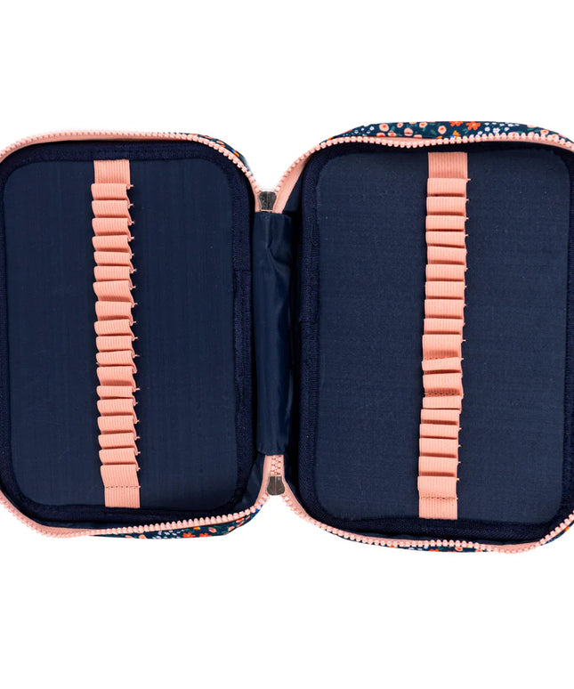 Estuche con Separadores Flores Azul