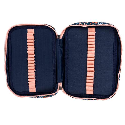 Estuche con Separadores Flores Azul