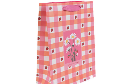 Bolsa Regalo Mediana - Flores y Frutillas Rosa