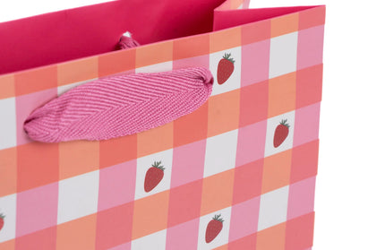 Bolsa Regalo Mediana - Flores y Frutillas Rosa