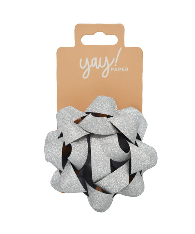 Cinta Regalo Grande Glitter Plateada