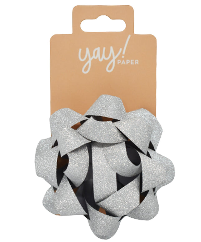 Cinta Regalo Grande Glitter Plateada