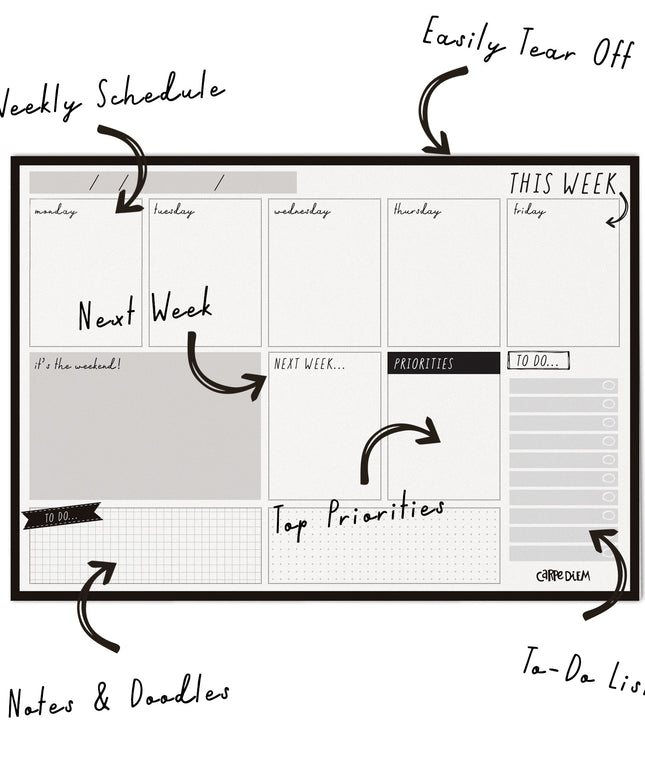 Planificador Semanal Negro