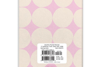 Agenda 2026 Bolsillo Mensual 17M - Puntos Rosados