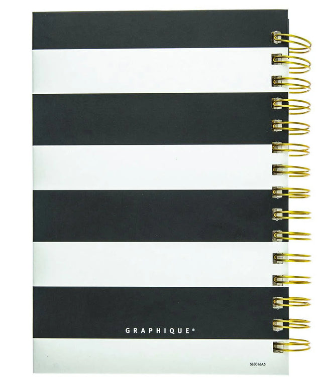 Cuaderno Espiral Tapa Dura Rayas Blancas y Negras