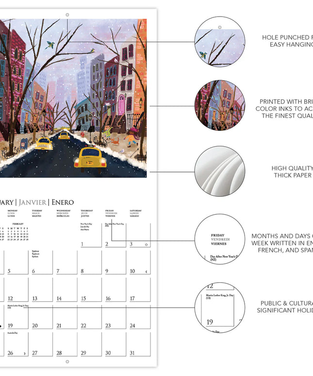 Calendario 2026 Pared Mini 12M - Joyful Landscapes