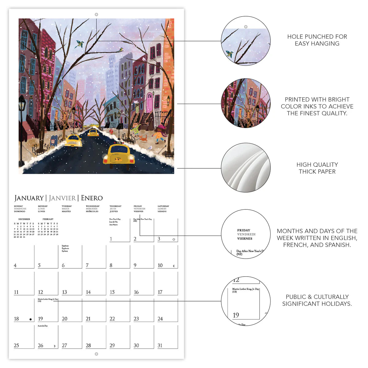 Calendario 2026 Pared Mini 12M - Joyful Landscapes